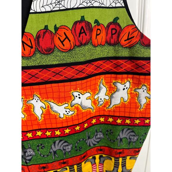 Basic Editions colorful whimsical happy halloween vest women's medium orange blk - Picture 6 of 7